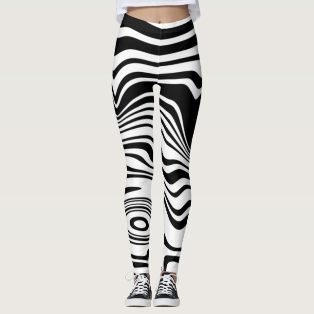 Schwarz-weiße Zebrastreifen-Leggings oder Farbausw Leggings (Vorderseite)