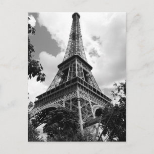 Schwarz-weißen Eiffelturm in Paris Postkarte