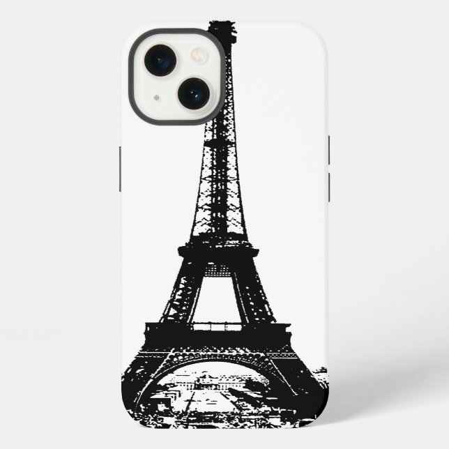 Schwarz-weißen Eiffelturm iPhone Hülle (Rückseite)