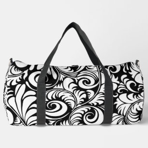 Schwarz-weißer Abstrakter Blumendruck Große Duffta Duffle Bag