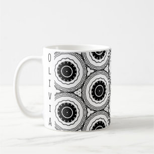 Schwarz-weißer Abstrakter Circle Mandala Muster Ta Kaffeetasse