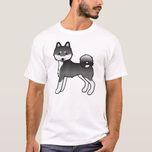 Schwarz-weißer Alaskan Klee Kai süßer Cartoon-Hund T-Shirt