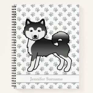 Schwarz-weißer Alaskan Malamute Hund & Benutzerdef Notizbuch