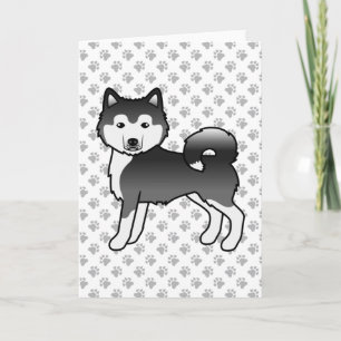 Schwarz-weißer Alaskan Malamute süßer Cartoon-Hund Karte