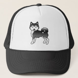 Schwarz-weißer Alaskan Malamute süßer Cartoon-Hund Truckerkappe