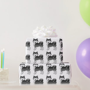Schwarz-weißer Alaskan Malamute süßer Hundemuster Geschenkpapier