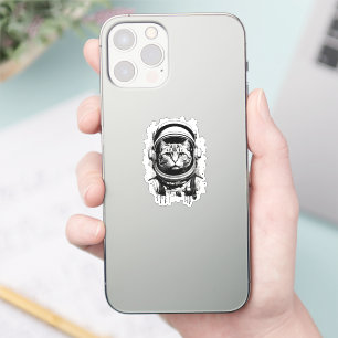 Schwarz-weißer Astronaut-Kater Aufkleber