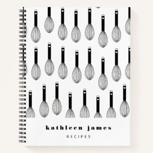 Schwarz-weißer Ballon Whisk Muster Rezept Notizbuch