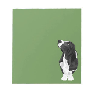 Schwarz-weißer Basset Hound Notizblock