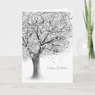 schwarz weißer Baum abstrakt Geburtstag Karte