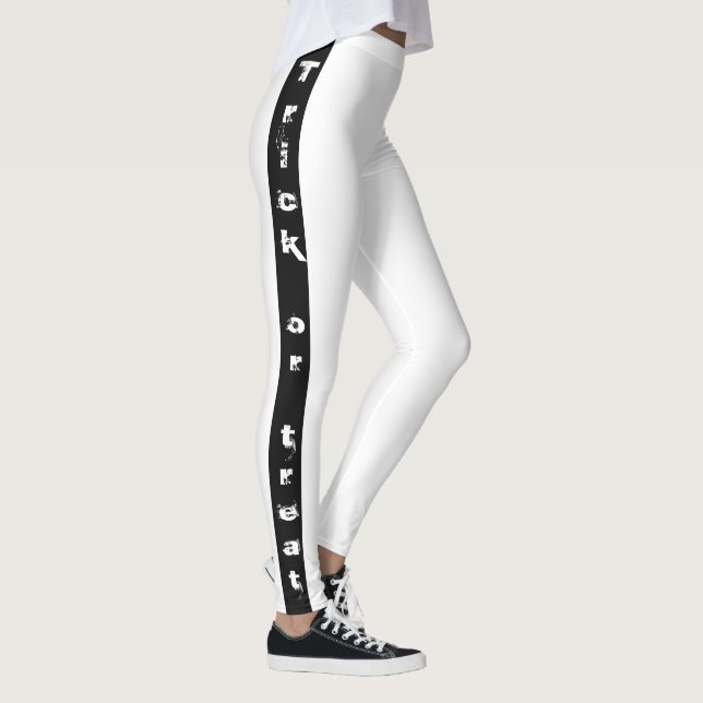 Schwarz-weißer Beängstigender Trick oder Treat Hal Leggings (Rechts)
