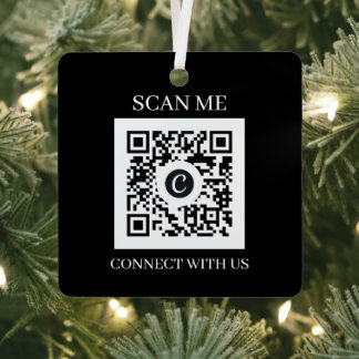 Schwarz-weißer benutzerdefinierter QR-Code Weihnac Ornament Aus Metall