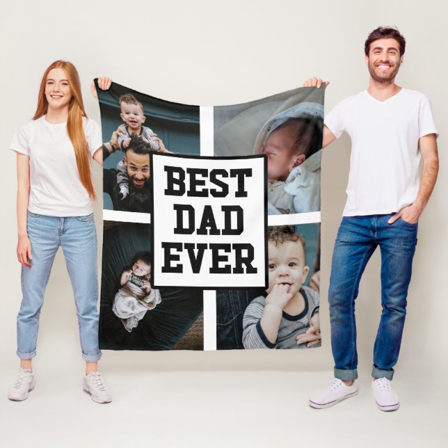 Schwarz-weißer bester Vater je benutzerdefiniertes Fleecedecke (Beispiel)