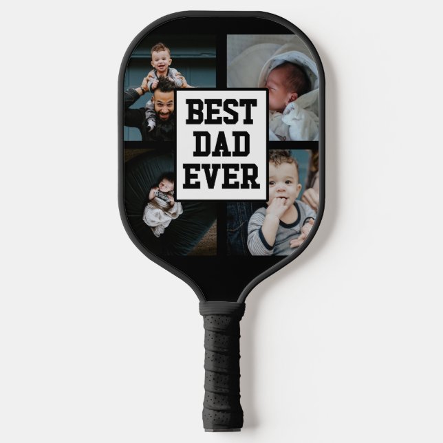 Schwarz-weißer bester Vater je benutzerdefiniertes Pickleball Schläger (Vorderseite)
