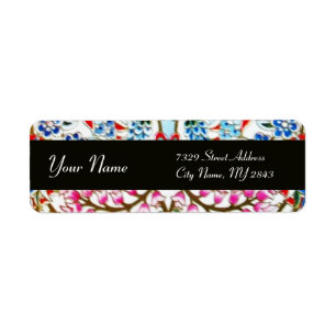 SCHWARZ-WEISSER BLAU PINK ORIENTAL BLUME DAMASK