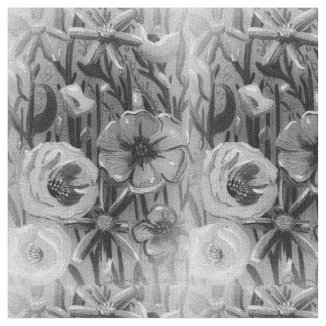 Schwarz-weißer Blumenstoff Stoff (Nahaufnahme)