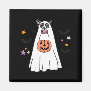 Schwarz-weißer Border Collie-Hund Boo Halloween Magnet