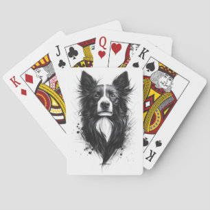 Schwarz-weißer Border Collie Spielkarten