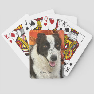 Schwarz-weißer Border Collie Spielkarten