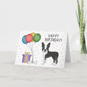 Schwarz-Weißer Boston Terrier Hund Alles Gute zum Karte