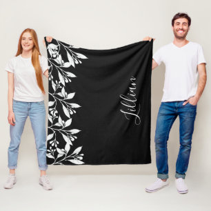 Schwarz-weißer botanischer Blattname Fleecedecke