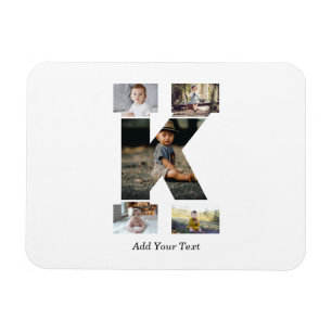 Schwarz-weißer Buchstabe K-Fotocollage Magnet