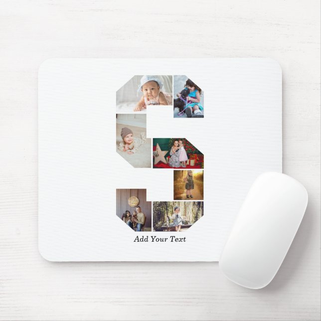 Schwarz-weißer Buchstabe S Foto-Collage Mousepad (Mit Mouse)