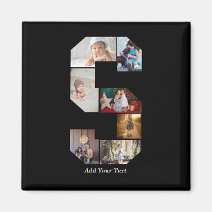 Schwarz-weißer Buchstaben-S-Foto-Collage Magnet
