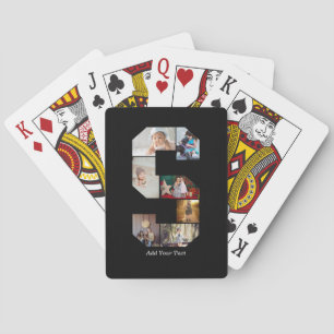 Schwarz-weißer Buchstaben-S-Foto-Collage Spielkarten