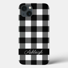 Schwarz-weißer Buffalo-Karo Kariert Personalisiert Case-Mate iPhone Hülle