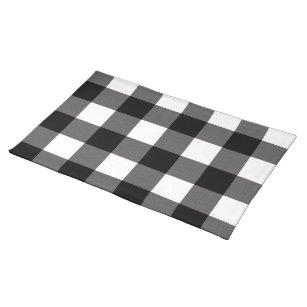 Schwarz-weißer Büffel-karierter Gingham-Checkered Stofftischset