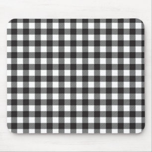 Schwarz-weißer Büffel-Karo Mousepad