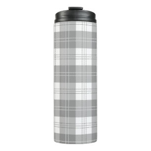 Schwarz-weißer Büffel-Karo Thermosbecher