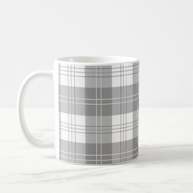 Schwarz-weißer Büffel-Karostoff Kaffeetasse (Links)