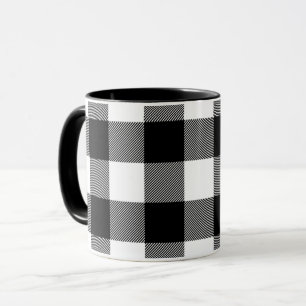 Schwarz-weißer Büffel-Karostoff Tasse