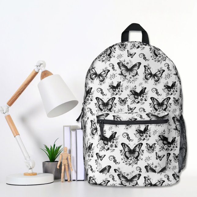Schwarz-weißer Butterfly-Backpack Bedruckter Rucksack (Von Creator hochgeladen)