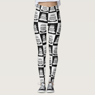 Schwarz-weißer Cake-Checker-Blockdruck Leggings