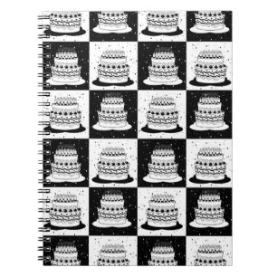 Schwarz-weißer Cake-Checker-Blockdruck Notizblock