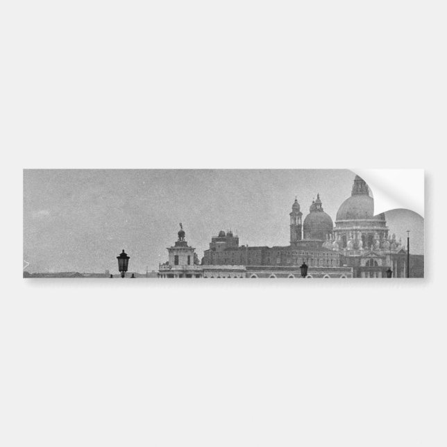 Schwarz-weißer Canal Venedig Italien Reisen Autoaufkleber (Vorne)
