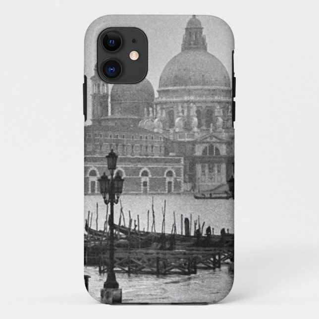 Schwarz-weißer Canal Venedig Italien Reisen Case-Mate iPhone Hülle (Rückseite)