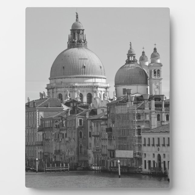 Schwarz-weißer Canal Venedig Italien Reisen Fotoplatte (Vorderseite)