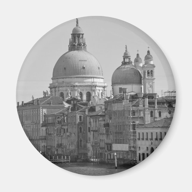 Schwarz-weißer Canal Venedig Italien Reisen Magnet (Vorne)