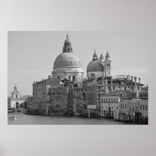 Schwarz-weißer Canal Venedig Italien Reisen Poster