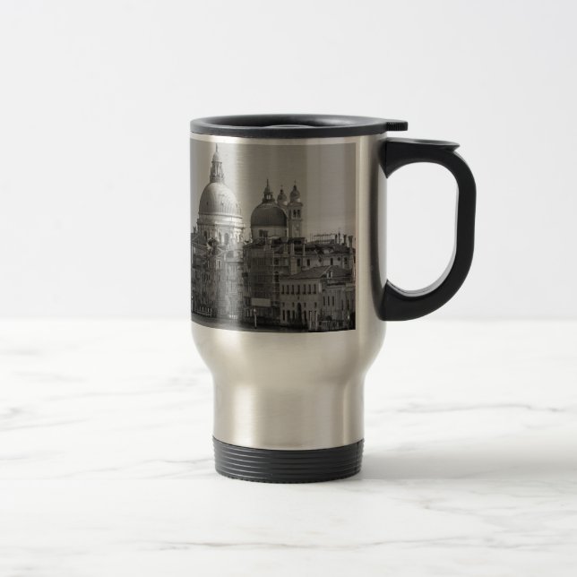 Schwarz-weißer Canal Venedig Italien Reisen Reisebecher (Rechts)