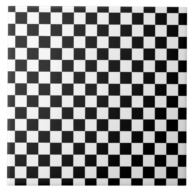 Schwarz-weißer Checked Checked Checked Karo Fliese (Vorderseite)
