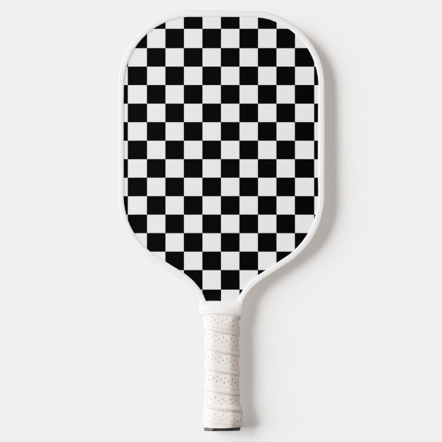 Schwarz-weißer Checked Checked Checked Karo Pickleball Schläger (Vorderseite)