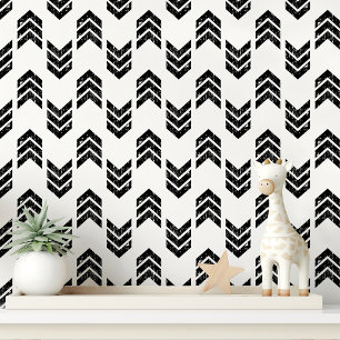 Schwarz-weißer Chevron-Pfeil Tapete