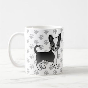 Schwarz-weißer Chihuahua-Hund mit glattem Fell & P Kaffeetasse
