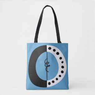 Schwarz-weißer Chunkonring und Blue Tote Bag Tasche
