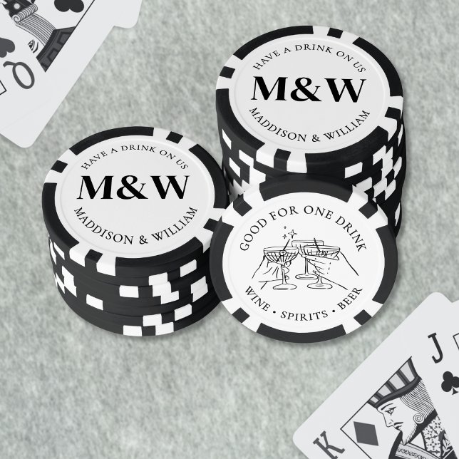 Schwarz-weißer Cocktail bei Hochzeiten Pokerchips (Cocktail Black White Wedding Drink Poker Chips)
